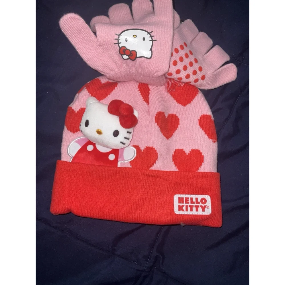 Hello Kitty Girls Beanie and Glove Set, 2-Piece New